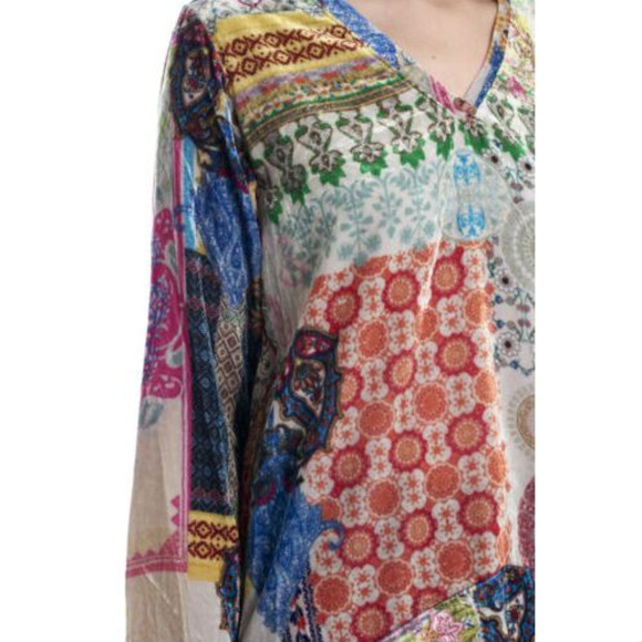 Johnny Was Gigi Velvet Tunic Long Sleeve V Neck - Picture 2 of 4